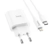 Incarcator de retea Hoco C94A Metro (PD20W) + Cablu Type-C to Lightning  [White]